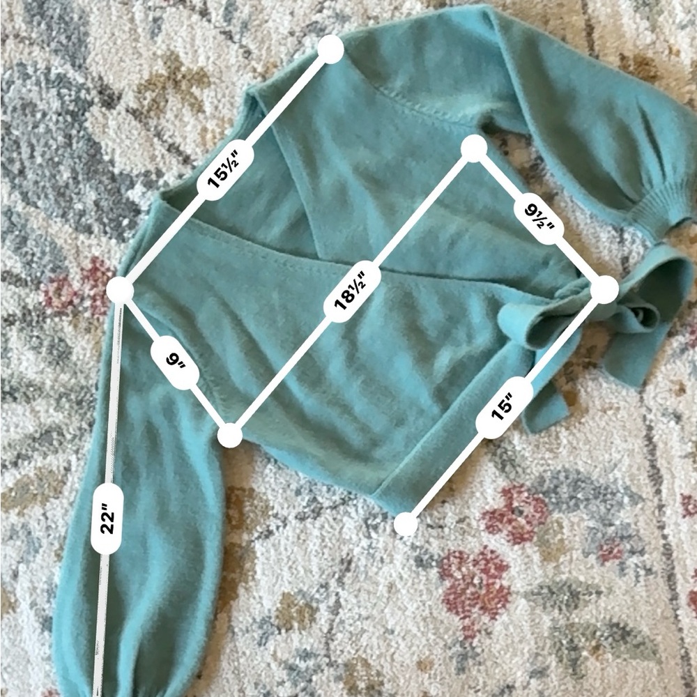 Dusty Teal Wrap Sweater - Picture 14 of 17